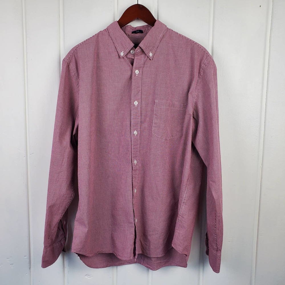 J. Crew Mercantile Flex Slim Fit Mens XL Red Check Button Down Shirt
